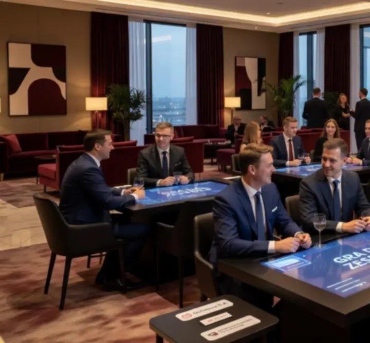 Galeria zdjęć z eventów firmowych w stylu casino night z eleganckimi aranżacjami sal.