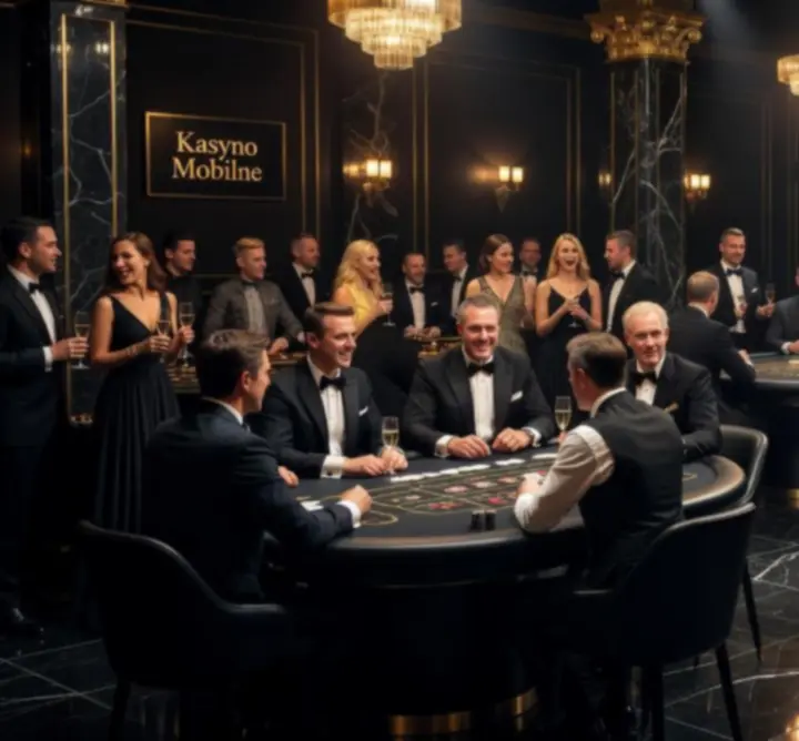 Mobilne eventy casino – elegancki stół do ruletki i pokerowe żetony w klimatycznym oświetleniu.