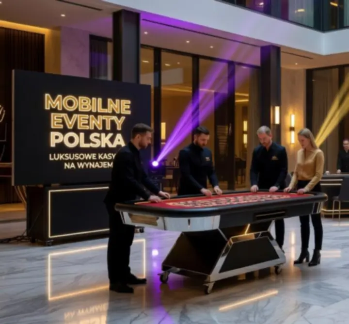 Mobilne casino event przygotowane w eleganckiej przestrzeni eventowej
