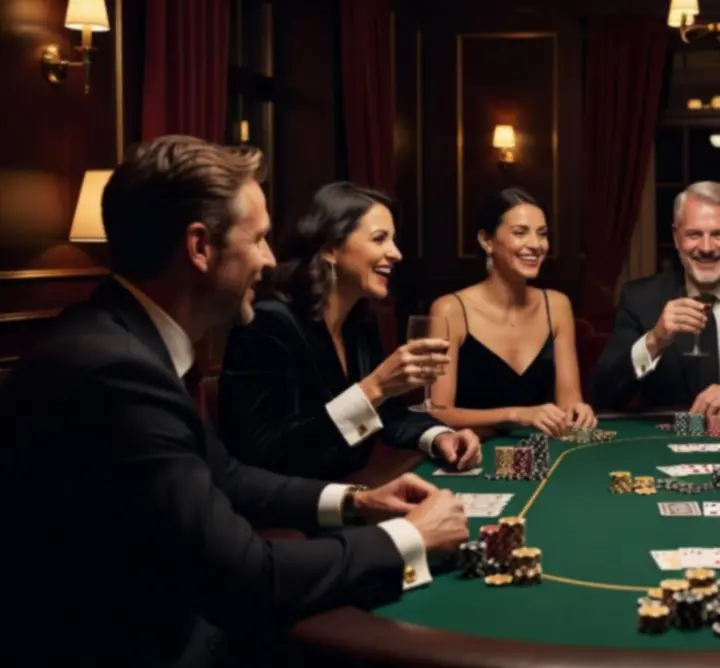 Prywatny wieczór pokerowy z eleganckim stołem i żetonami podczas mobilnego eventu 