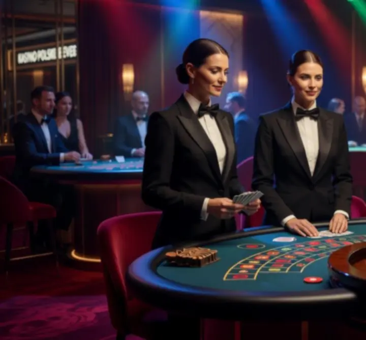 Strefa ruletki i blackjacka eventowego na eleganckim wieczorze firmowym