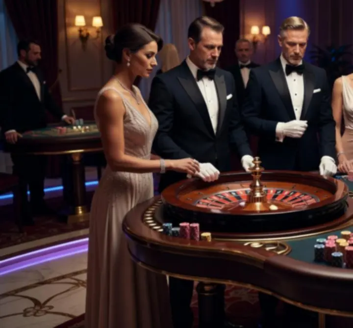 Stół do ruletki i blackjacka przygotowany na prywatny mobilny event 